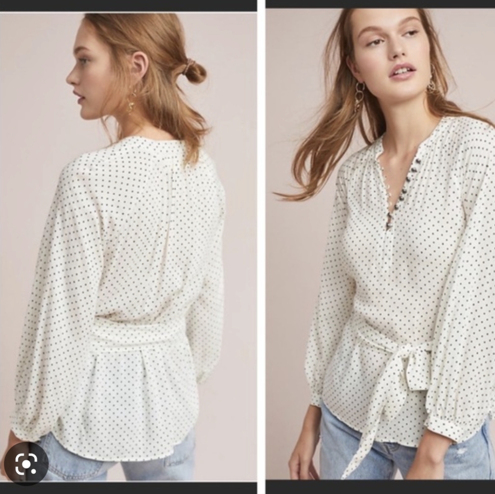 Anthropologie Maeve Lucie polka dot blouse Sz 2